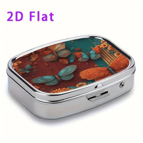 item picture elegant teal and fashionable series of storage compartment metal medicine organizer for travel purse or gift for valentines day for men women