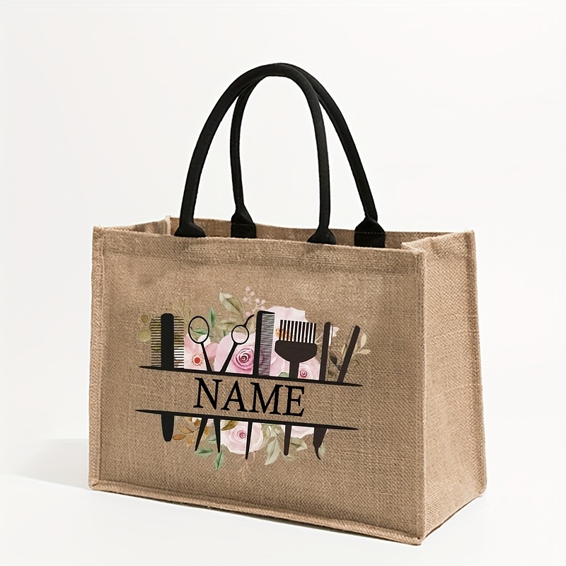 Image of 1pc Personalized Hair Stylist Pattern Shipping Large Personalized Beach Bag Monogrammed Gift Tote Bag For Women Custom Name Bag, Custom Bag Hairstylist Gift