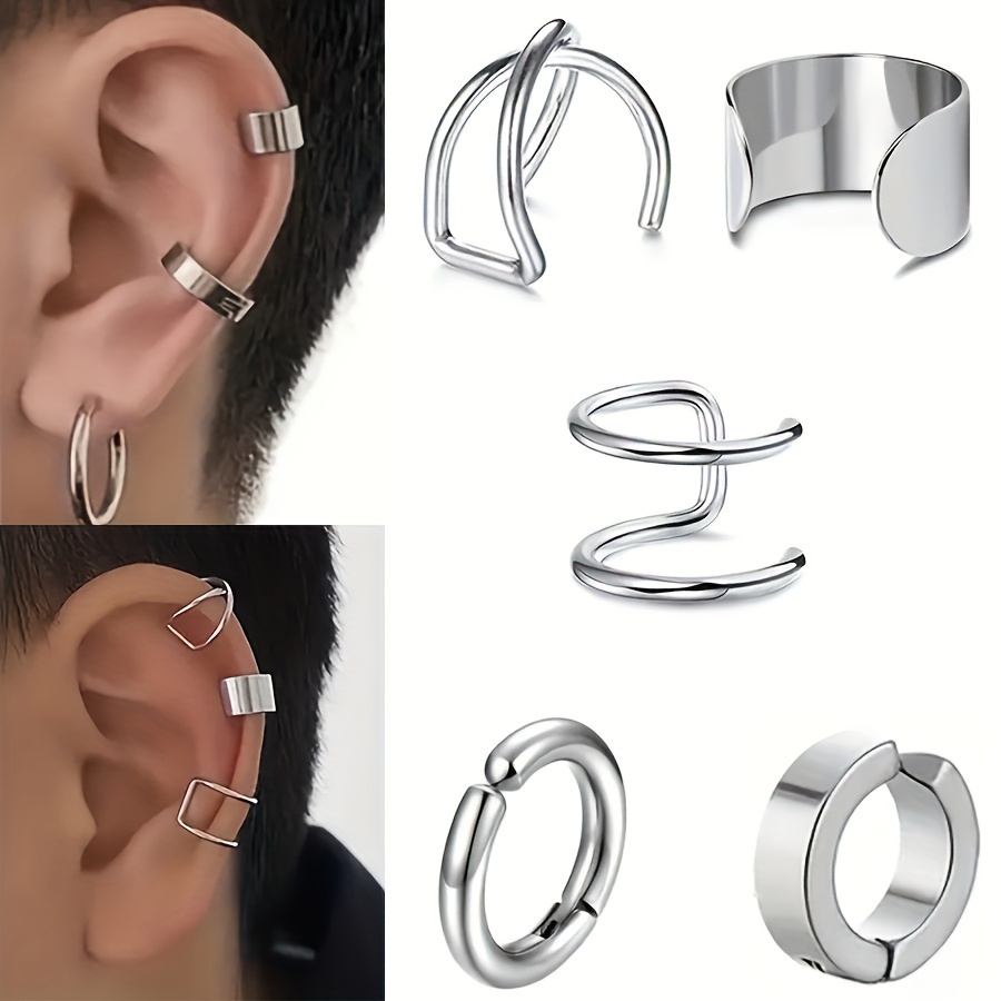 

5pcs Stainless Steel Ear Cuff Set - No Piercing Required, Fashion Accessories For