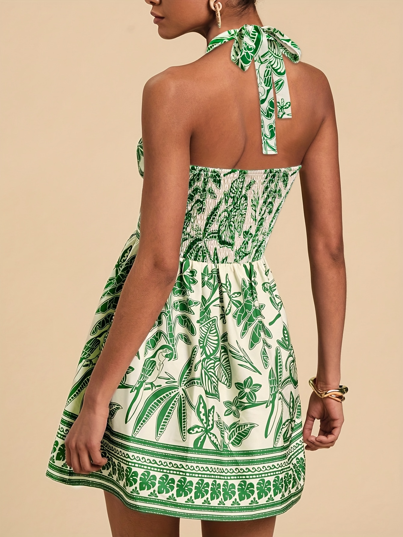womens fashion spring summer elegant plant print halter - Temu United Arab  Emirates