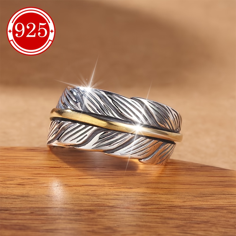 925 Silver Leaf Ring for Women, Vintage High Index Finger Tail Ring