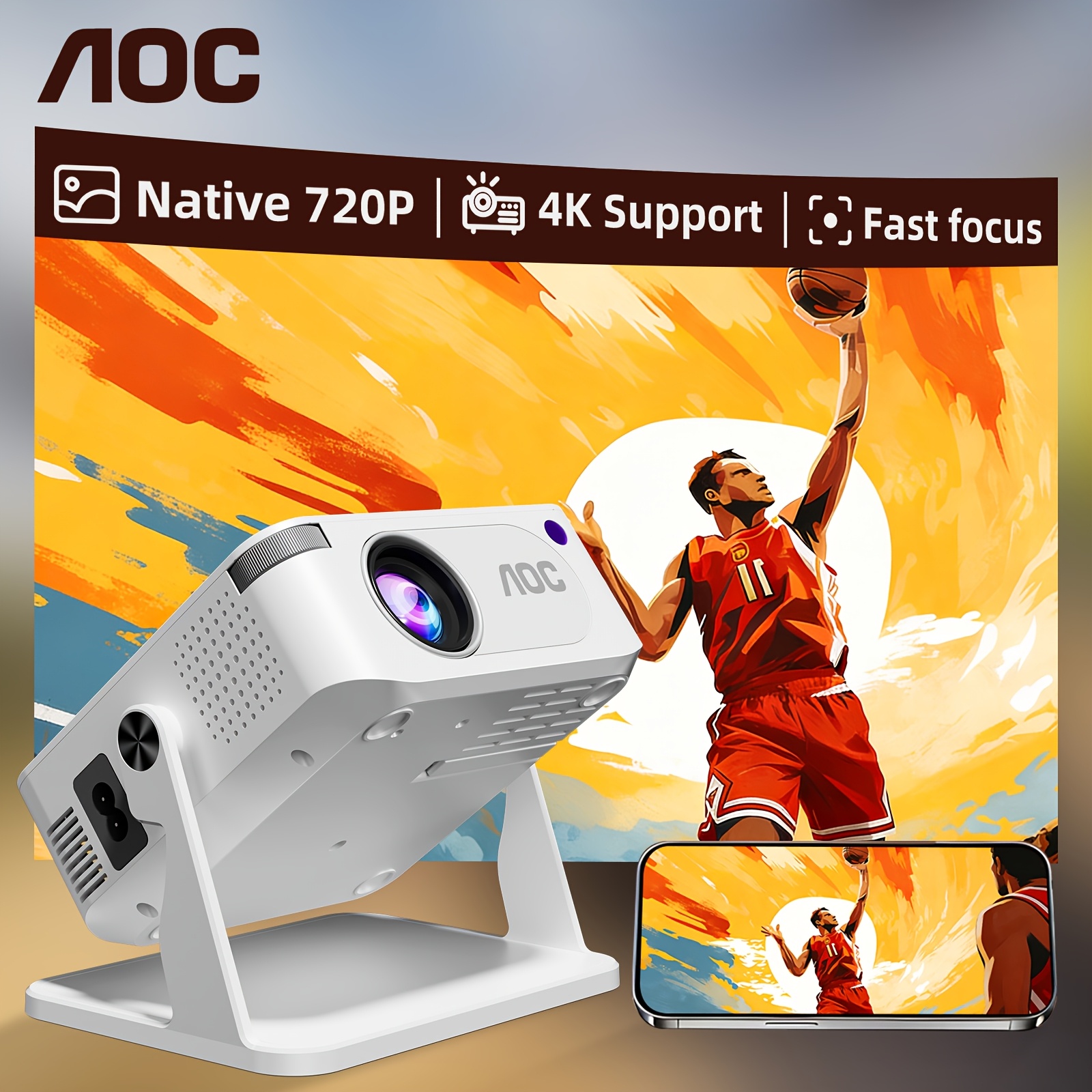 TEMU 11.0 High-end Projector, Full Hd 720p Local Resolution, Supports 4k , 260 Ansi , Dual Wifi 6 And Wireless 5.4 Compact Projector, Suitable For
