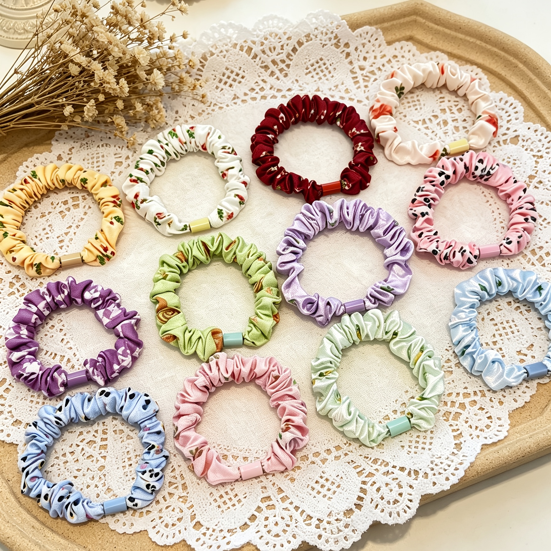 30pcs Random Colour Floral Hair Ties Assortment Set