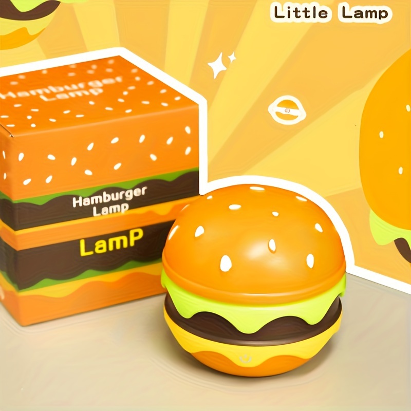 1pc Creative American-style Hamburger-shaped LED Table Lamp With Foldable  Eye-protection Function Atmosphere Light And Night Light