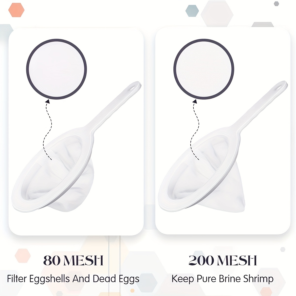 TEMU Aquarium Brine Shrimp Net - Dual Mesh (80 & 200) Fine Mesh Sieve With Small Opening For Aquarium, Fish Tank, Brine Shrimp - Eggs, Fry, Fish