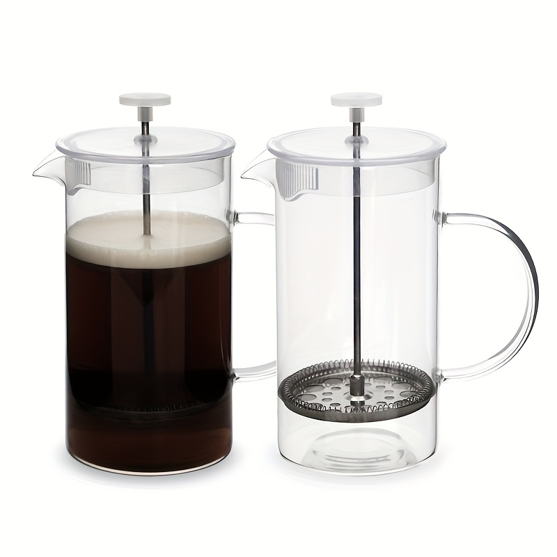 1pc French Press Coffee Maker, 350ml, 600ml, 800ml, 1000ml - Manual, No Electricity Needed, with High Borosilicate Heat-Resistant Glass & 304 Stainless Steel Filter, Reusable for Cold Brew & Brewed Coffee, Coffee Makers for Home Use, French Press Coffee, Modern Kitchenware, Durable Kitchen Item