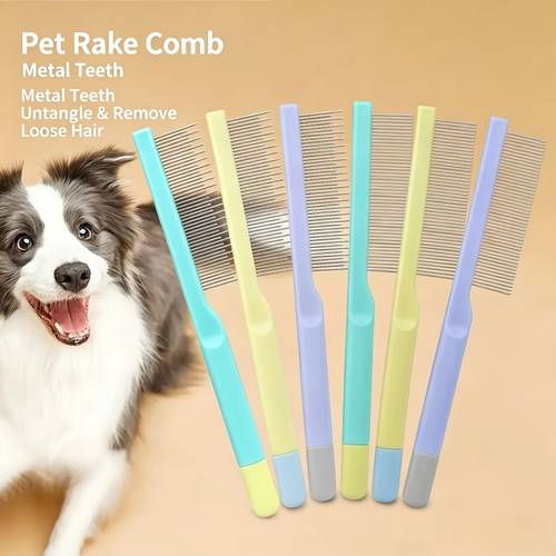 Pet Comb Grooming Comb Knot Detangling Loose Hair Removal Comb Cleaning Beauty Groomer Pet Flea Comb for Long Short Haired Pets