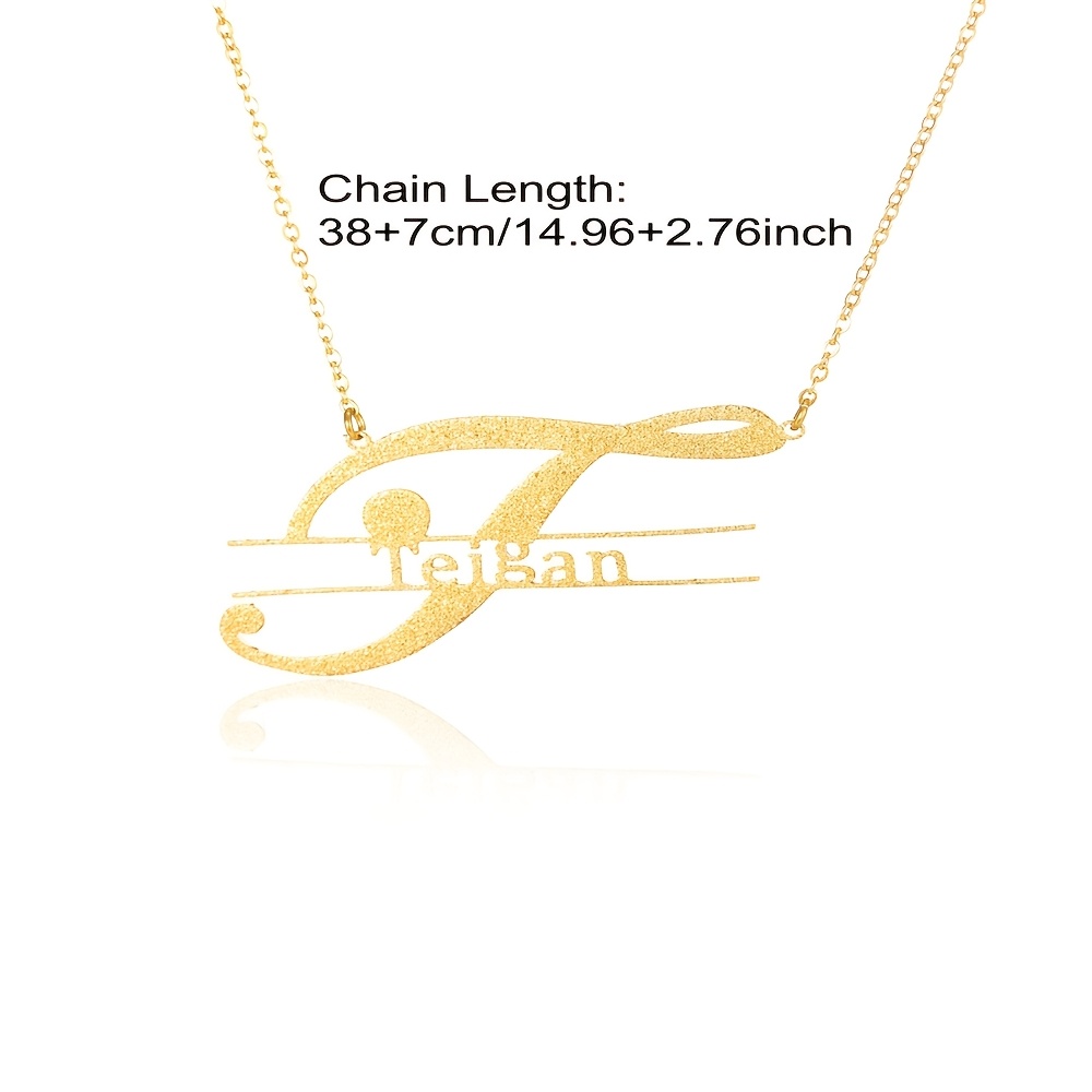 Stainless Steel Custom Frosted Large Initial Hollow Name Pendant Necklace