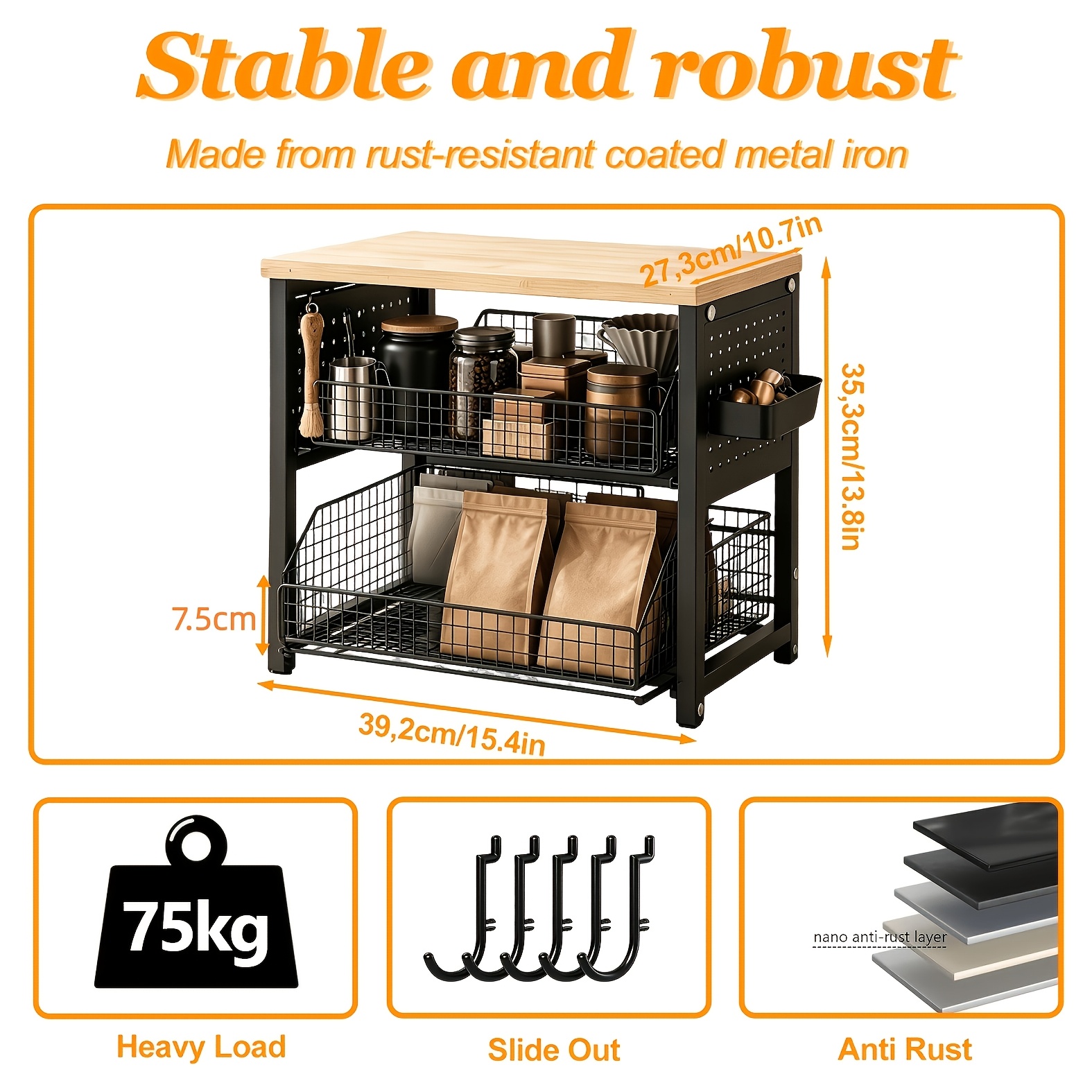 Space-Saving Kitchen Countertop Organizer with Drawers