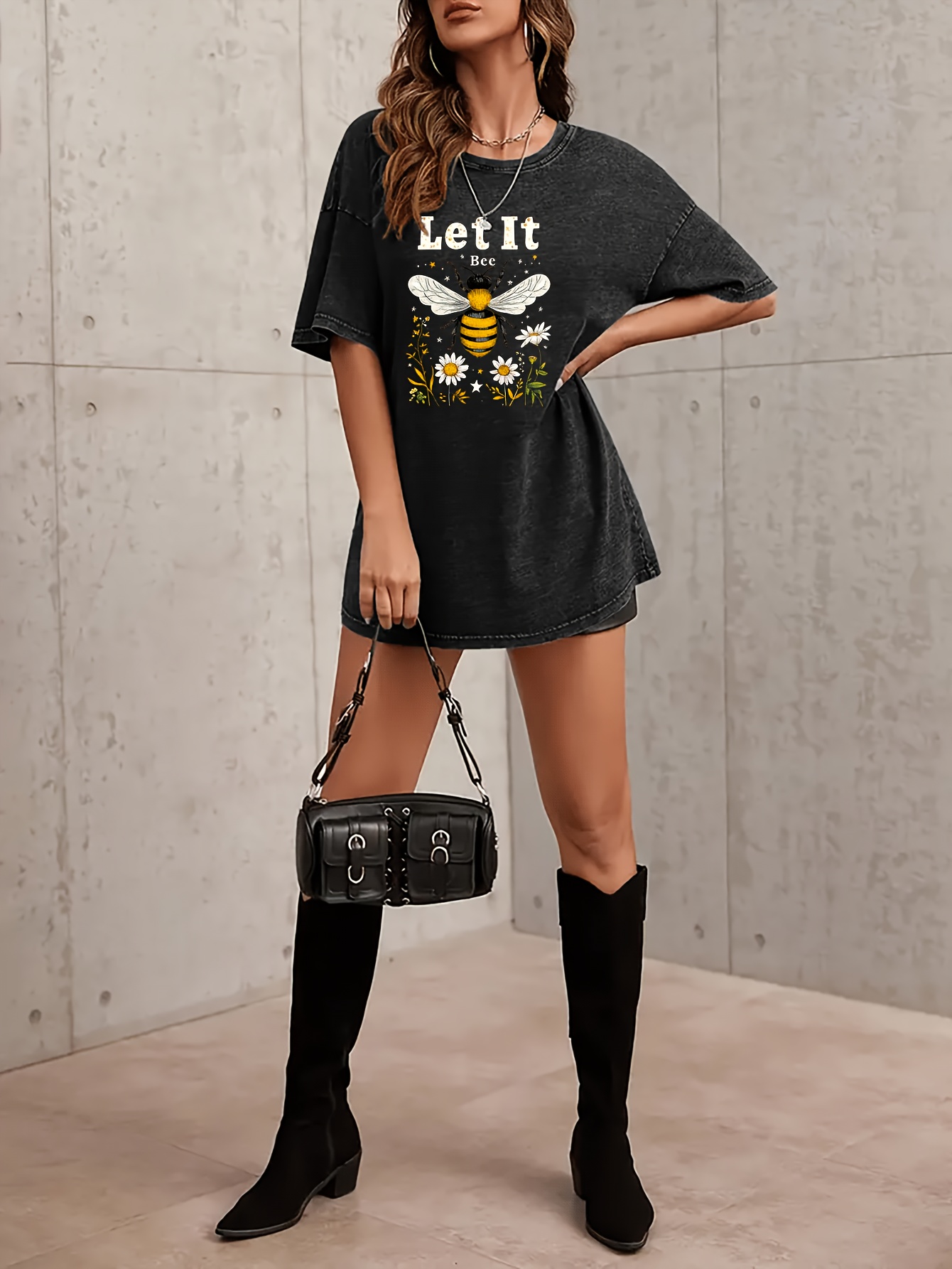 half moon pattern summer womens fashion washed retro high quality 230g thick t shirt street retro style round neck short sleeved t shirt Product details 11
