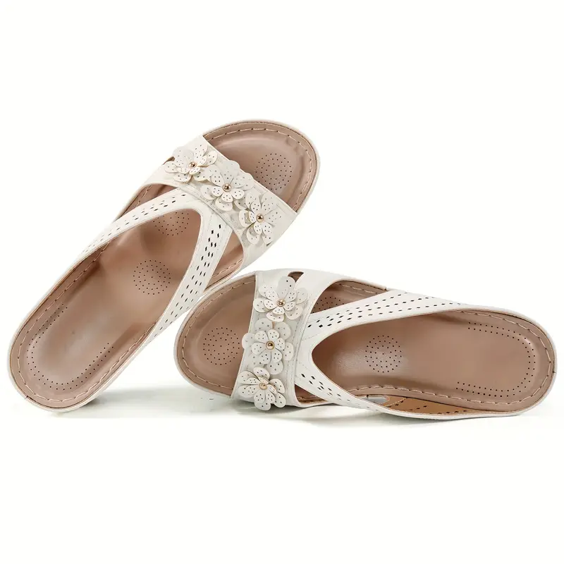 flowers slide sandals women s hollow open toe soft sole details 2