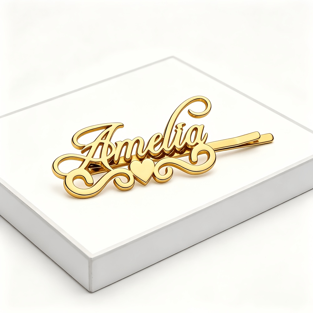 TEMU [Personalizzato] 1 fermaglio per capelli a forma di cuore con nastro, personalizzabile; grazioso e fermaglio a forma di cuore con ; copricapo