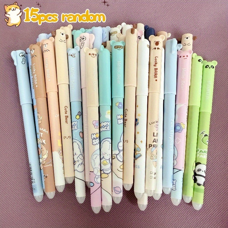 Image of 15pcs Gel Pen Random Set Of Erasable Pens, Styles May . Features A Design With A Smooth-writing Tip For Effortless Correction. Suitable For Office And School Use
