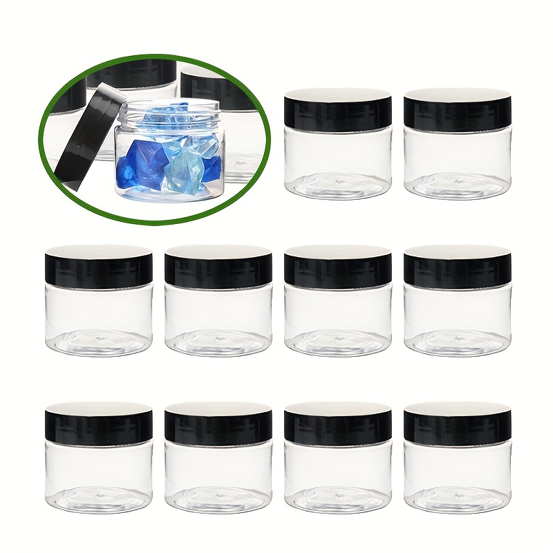 

12pcs 50ml Refillable Plastic Cosmetic Jars With - Perfect For Travel & Home Use, Ideal For Face Creams & Skincare Products