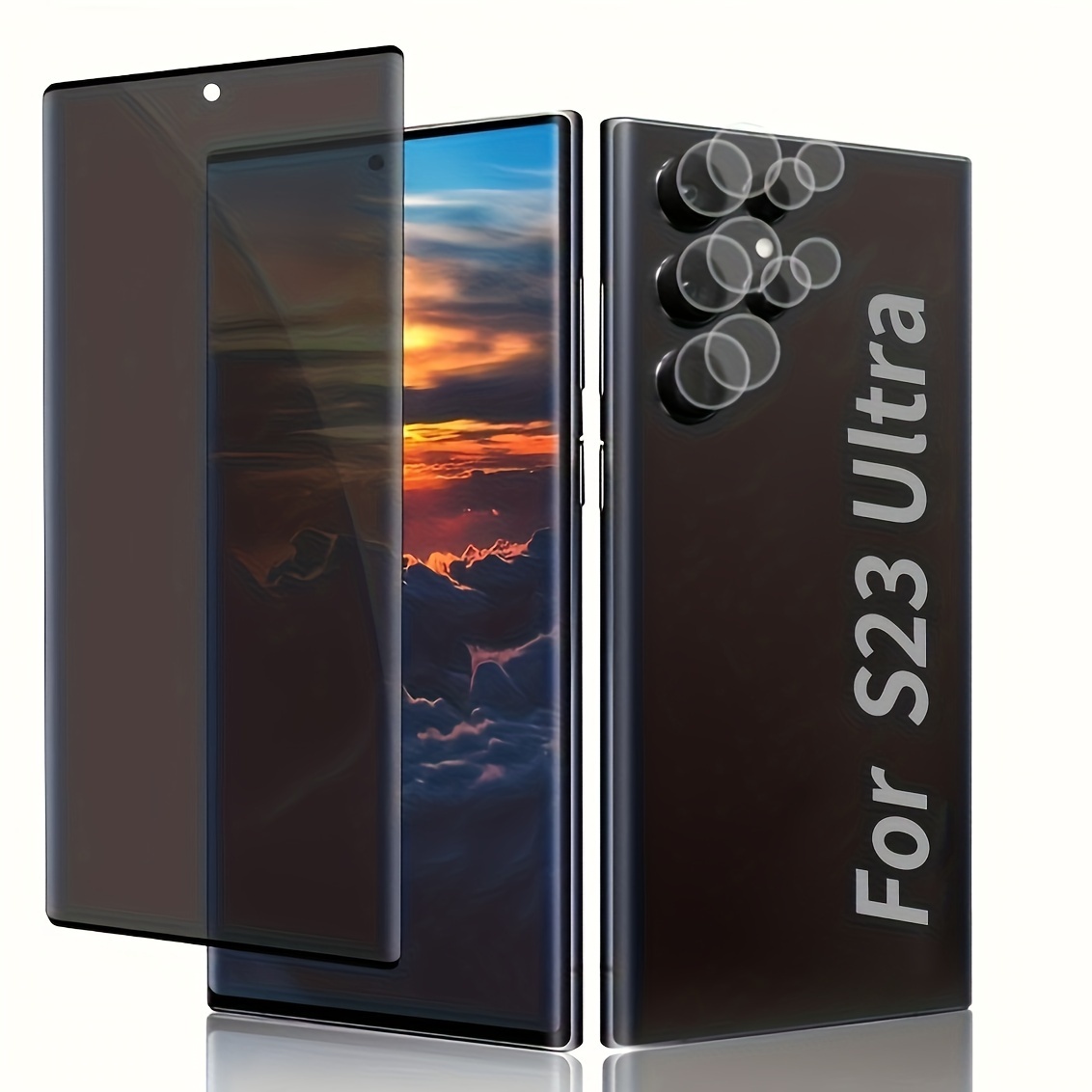 E-shop [1+2er Pack] Für for Galaxy S23 Ultra Privatsphäre Bildschirmschutz 2er Pack Kameralinsenschutz, Kratzfest, 3D-, Blasenfrei, Privatsphäre