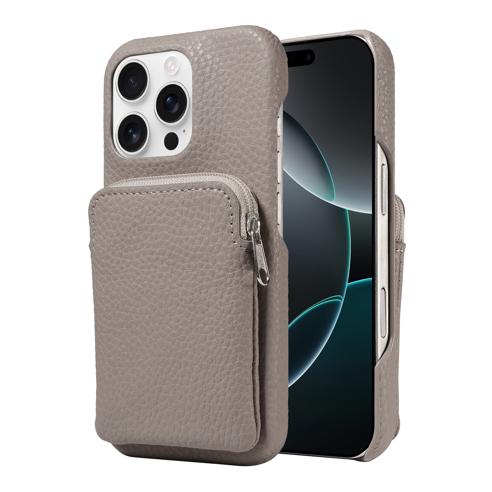 TEMU Phone Case: For Iphone 17 Pro Max/17e/17 Pro/air/17/16 Pro Max/16/15 Pro Max/15/14/13/12 Synthetic Leather Phone Case With Zipper Pouch For ,
