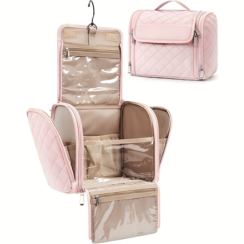 TEMU Women's & Men's Large Capacity Makeup Bag - Portable Travel Case Suitable For Full-size Toiletries, Spacious With Door Storage For , For,, Gym,