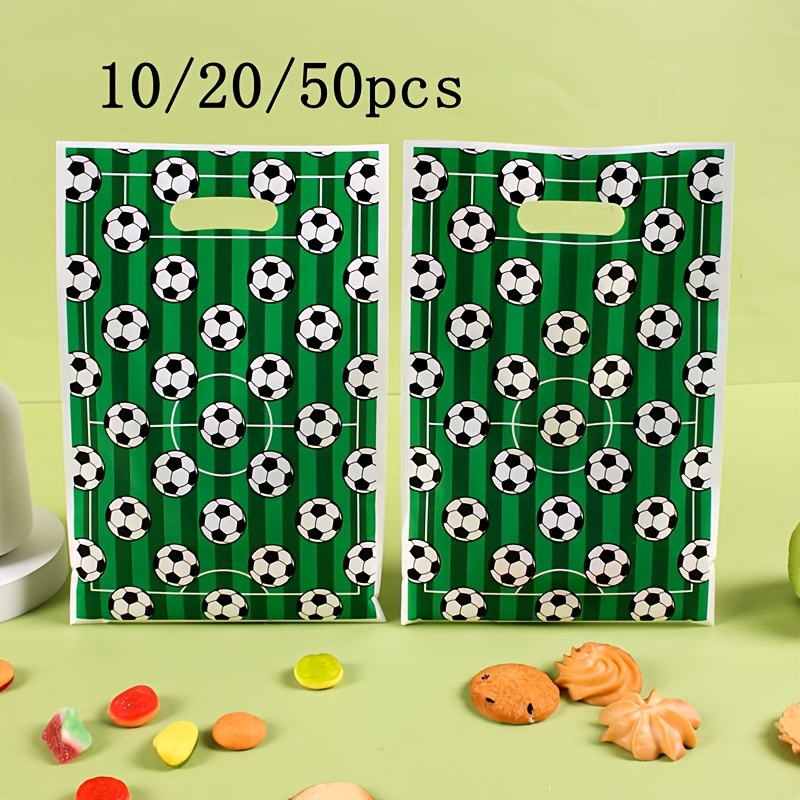 50 Sacchetti Regalo A Tema Calcio In Plastica - 17x25 Cm Per Festa Compleanno Bambini E Caramelle - 3