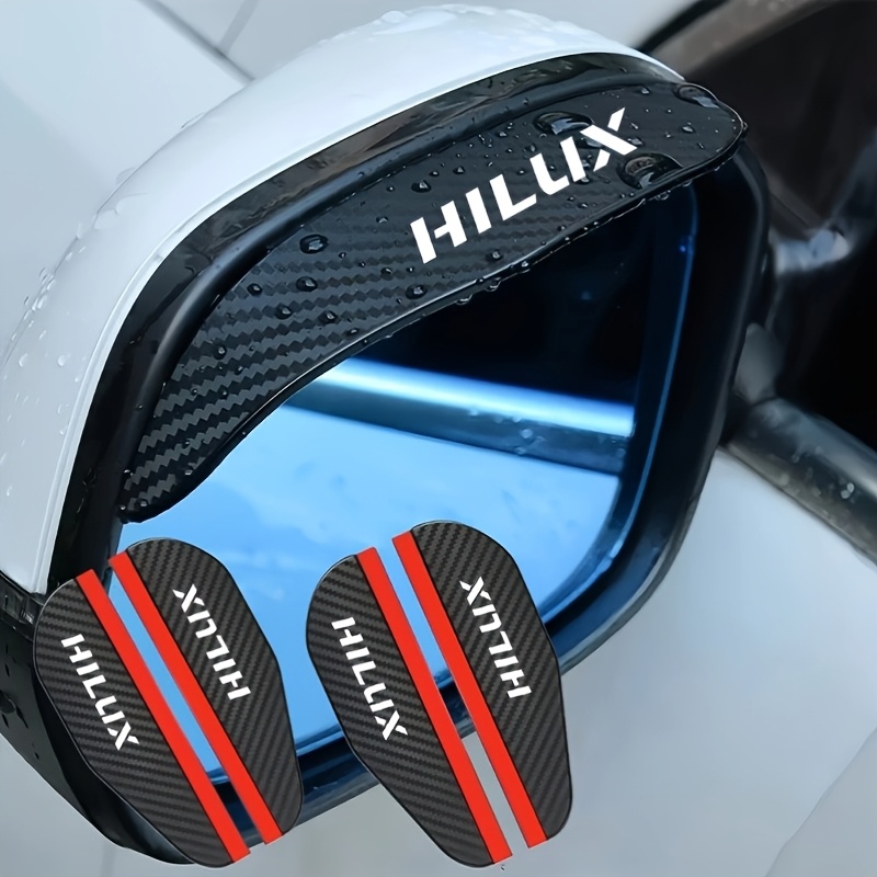 TEMU 2pcs Suitable For Hilux Car Rearview Mirror Rain Visor, Carbon Fiber Car Rearview Mirror Brow Strip, Fashionable Design, Rearview Mirror