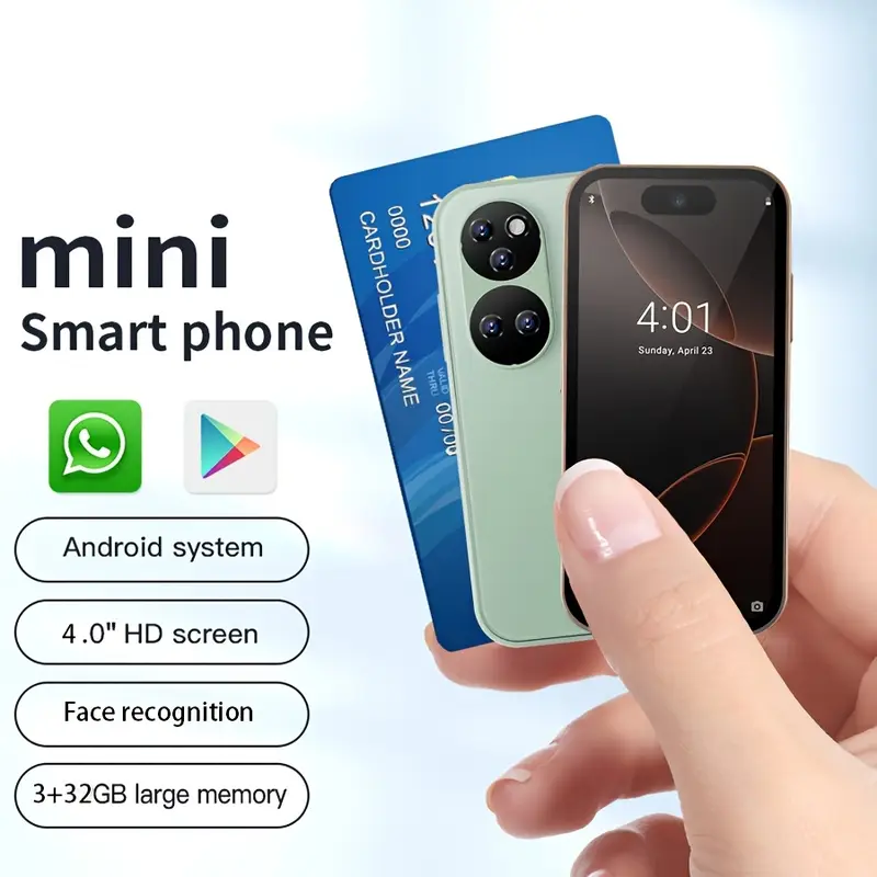 3 32gb smartphone unlocked phone mini phone 2600mah compact and portable standby dual standby support face recognition with earphone phone case type c data cable christmas and new year gift goodies Product details 1