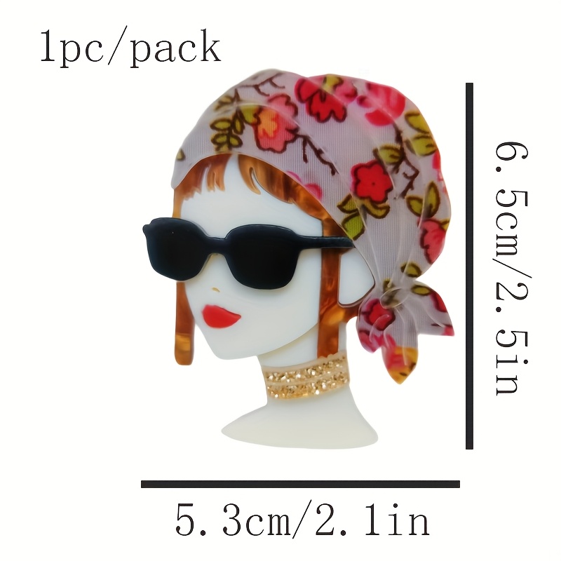 E-shop [2D Flat] [2D Flat] Handgefertigter Kopftuch Mode Mädchen Acryl Brosche - Neuer Einzelartikel, jugendlich und lebendig, Sonnen Mädchen Style,