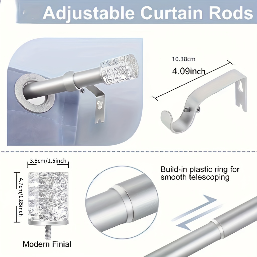 Silver Curtain Rods & Hardware 