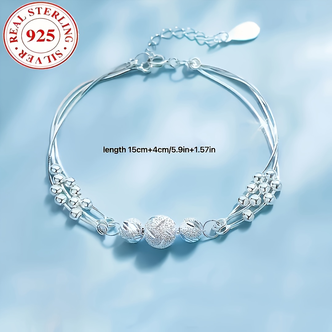 Women's 925 Sterling Silver Lucky Bead Bracelet