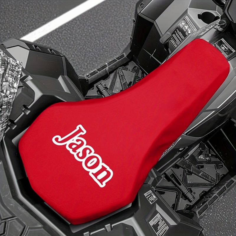 TEMU Custom Name Solid Color Printed Atv Motorcycle Seat Cover, Multiple Colors Available, Add , Durable Polyester Material Protects Your Seat From ,