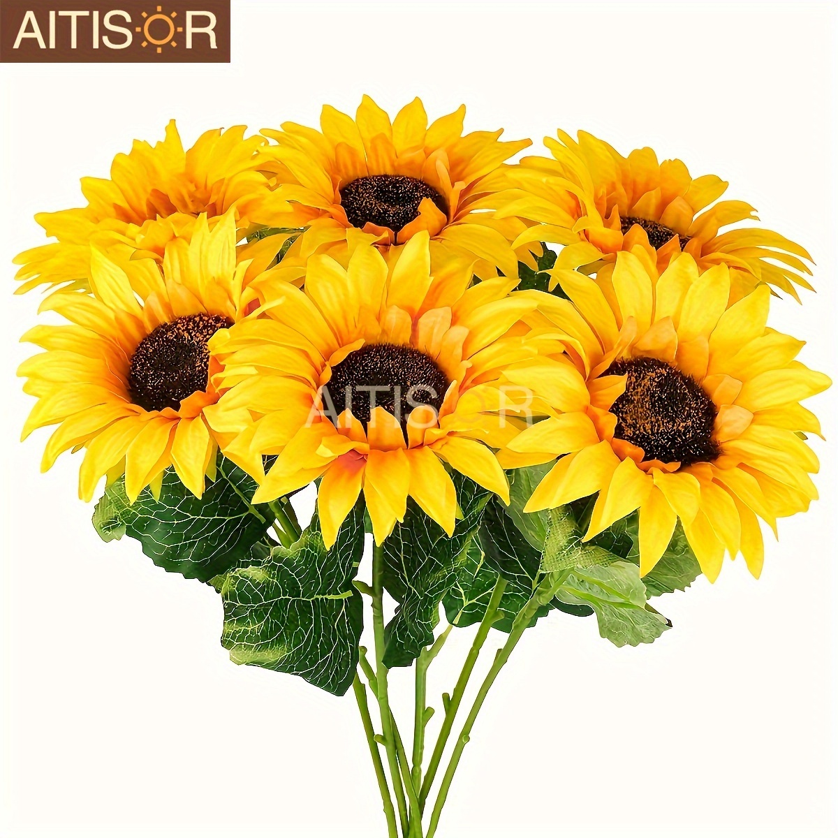 

6pcs Artificial Sunflower Flowers With Long Stems, Fake Yellow Sunflowers For Home Wedding Birthday Party Indoor Outdoor Decoration