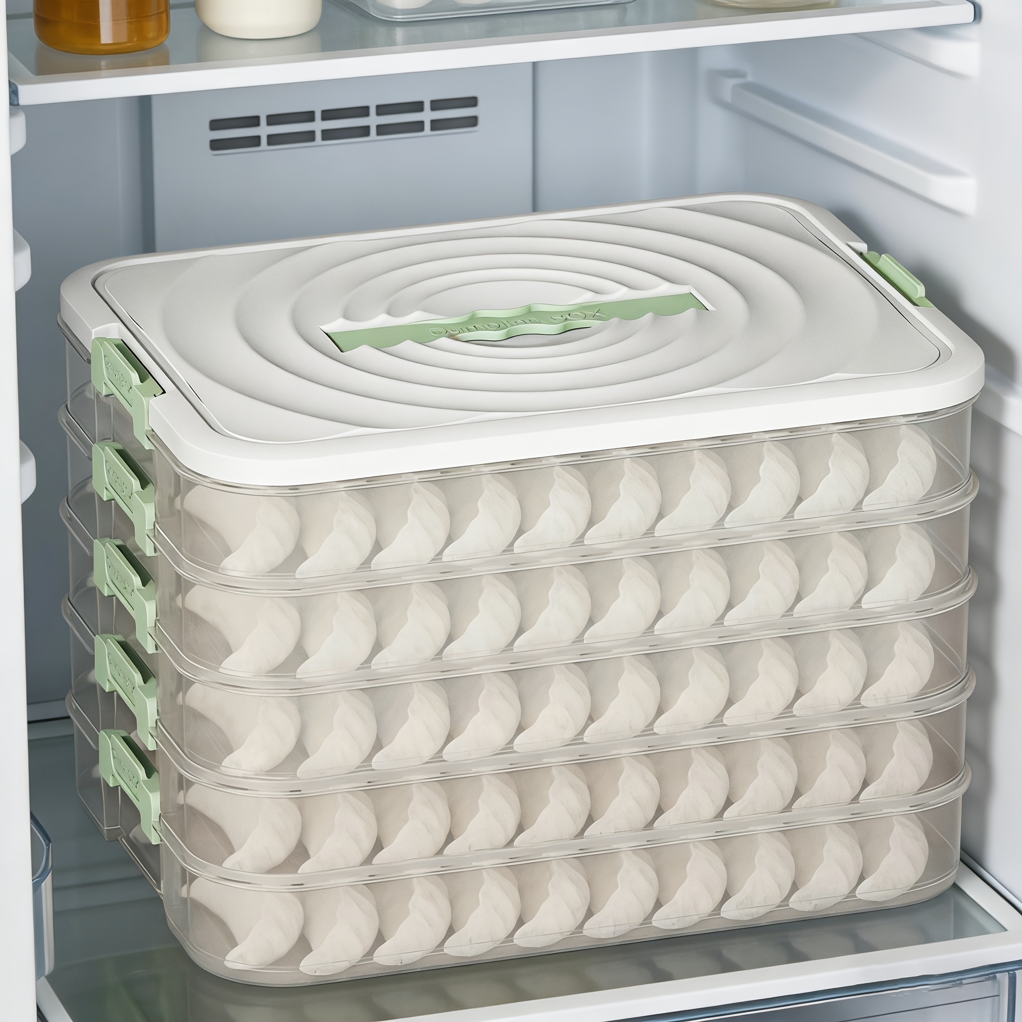 TEMU Layers 2/3/4/5 Are Optional - Large-capacity Water Ripple Dumpling Storage Box - Portable Kitchen Refrigerator Organizer Storage Box, Which Can