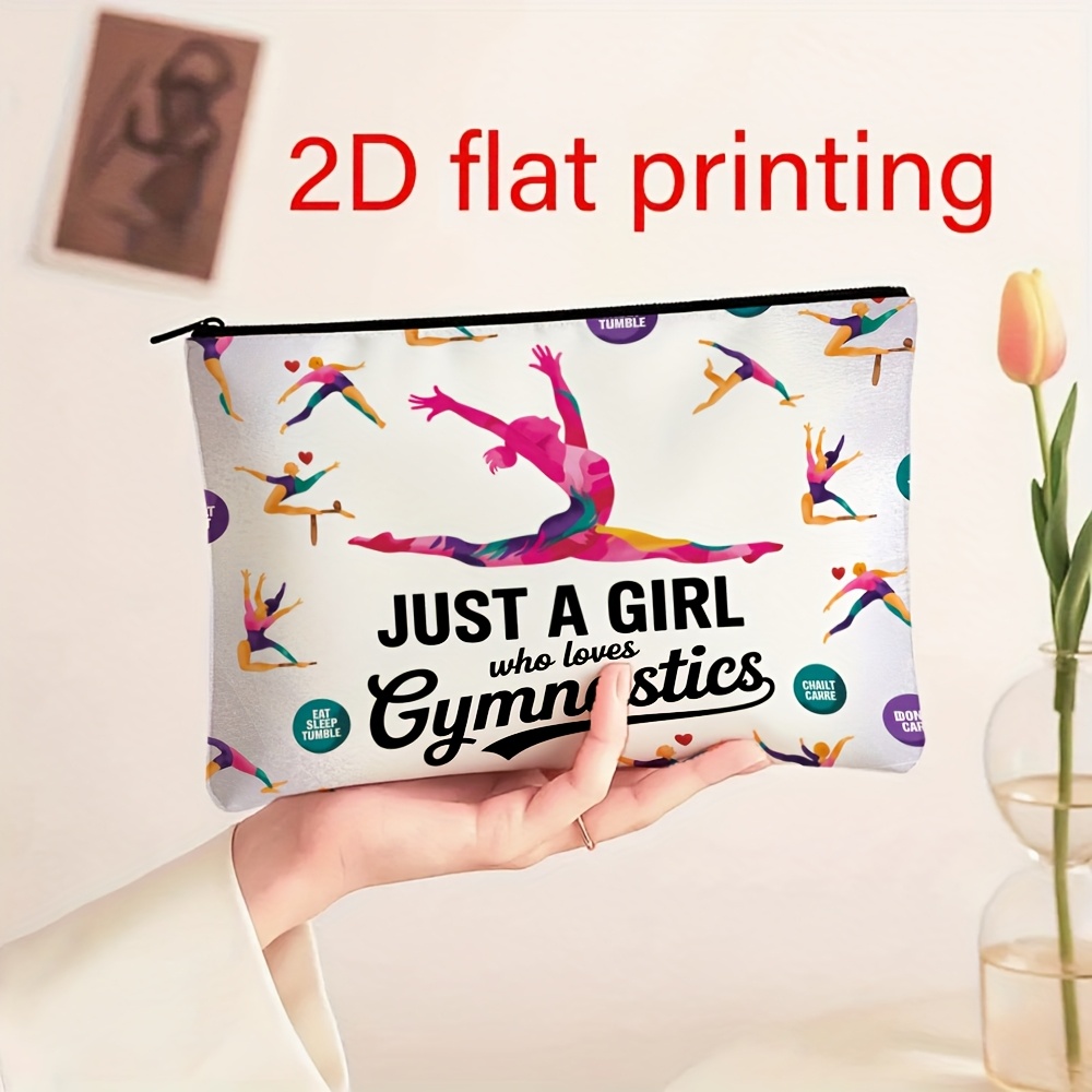 TEMU A Single Pack Cosmetic Bag - Featuring Artistic Gymnastics Patterns, Foldable And Lightweight, Suitable For Makeup, Travel Toiletries, Coin