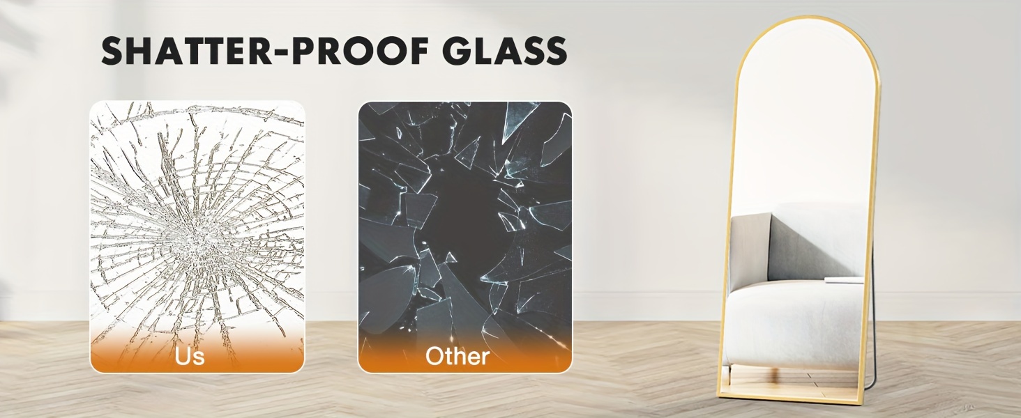 Arched Full Length Mirror with Free Standing & Leaning/Hanging Mount - Tall Vertical Oval Arch Design, Full-Body Mirror Suitable for Living Room, Bedroom, Cloakroom - Modern Simple Aluminum Frame Vertical Mirror