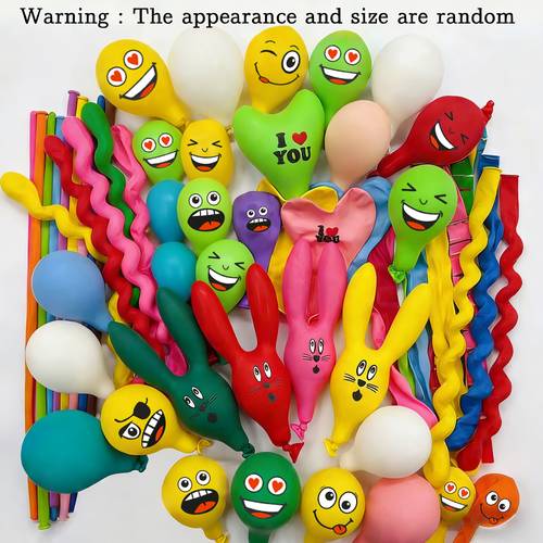 51pcs mixed color balloon set 3d cartoon animal balloons set premium long balloons random and assorted latex shapes for birthday party decorations events graduations