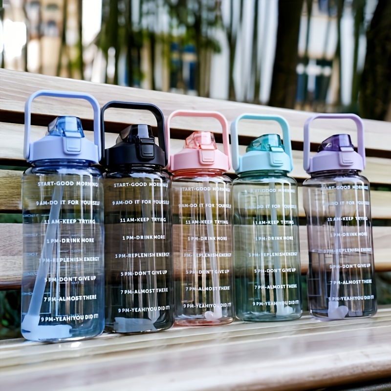 67oz Motivational Water Bottle With Times To Drink - 2000ml Leakproof, Flip Top Straw, Frosted Bottle For Gym, Office, School - View #2
