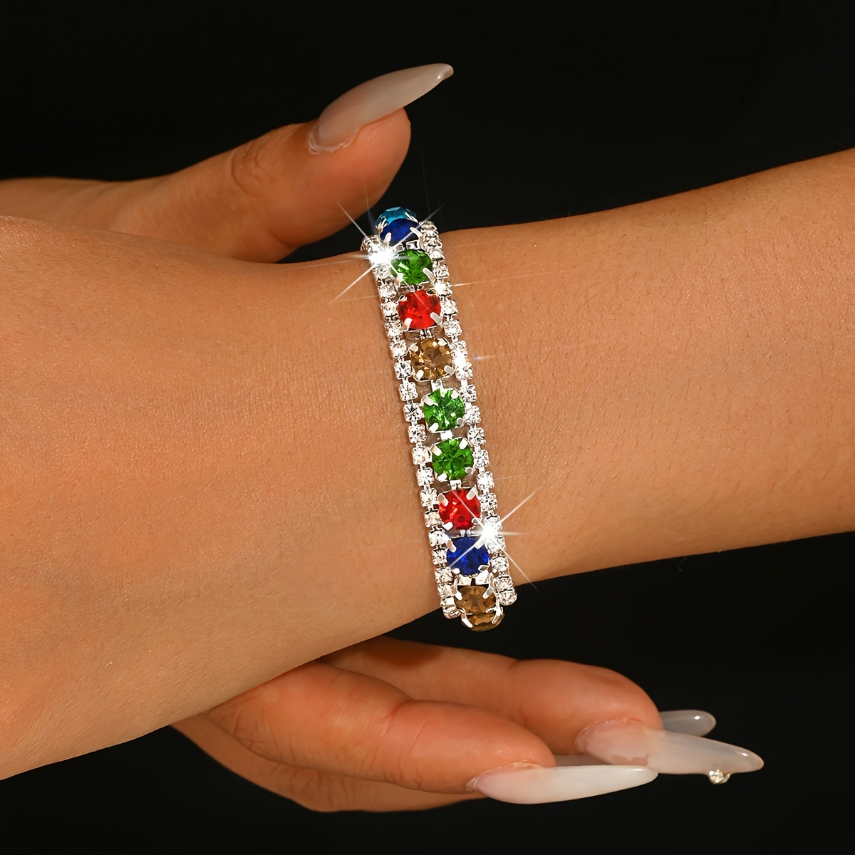 Image of Women's Bracelet | Women's Multicolor Bracelet | Sparkling Rhinestone Details | Copper + Rhinestone Decoration | Wedding / Party / Dating Wear | Valentine's Day / Mother's Day Gift