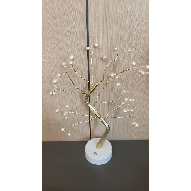 TEMU 1pc New Upgraded 8-function Fairy Pearl Table Lamp Night Light Dressing Table Decoration Desktop Ornaments Bedroom Atmosphere Lamp