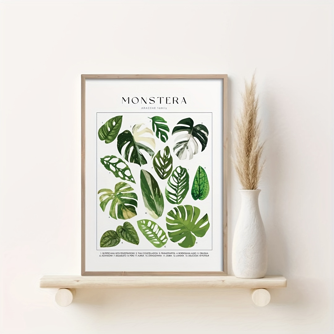 Image of : Frameless Green Watercolor Plant Canvas Art - Perfect Gift For Plant Lovers, Ideal For Living Room & Bedroom Decor, Wall Art Poster, House, Thanksgiving Day Gift, Perfect For Room Decor