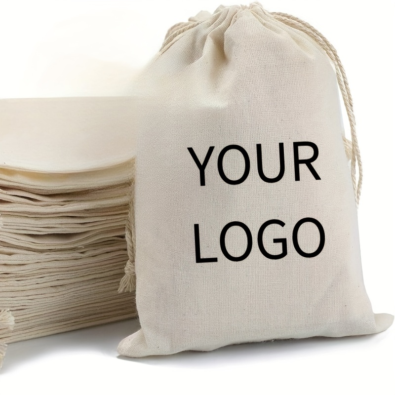 TEMU Gift For Her/him Custom Drawstring Canvas Bag - Engraved With Name And Year, Durable Gift Bag Suitable For Christmas, Weddings, Bridal Showers,