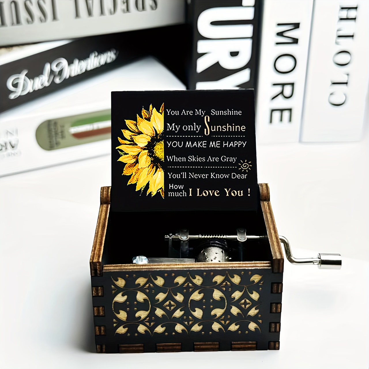 

1pc You Are My Sunshine Retro Laser Small Music Box, Birthday/thanksgiving/valentine's Day/christmas/new Year Gift