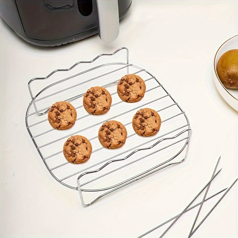 Image of Air Fryer Grill Oil Filter Mat High Double-layer Grill Barbecue Home Food Rack Grill Barbecue Meat Rack Steamer Pizza Pan Baking Mold