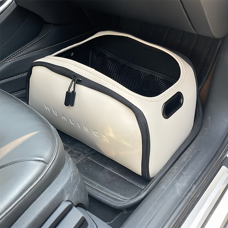 TEMU Suitu Car Seat Storage Bag, Portable Car Storage Box, Features A Dual Mesh , Easy-to-clean Large-capacity Trunk Storage Box With A Built-in