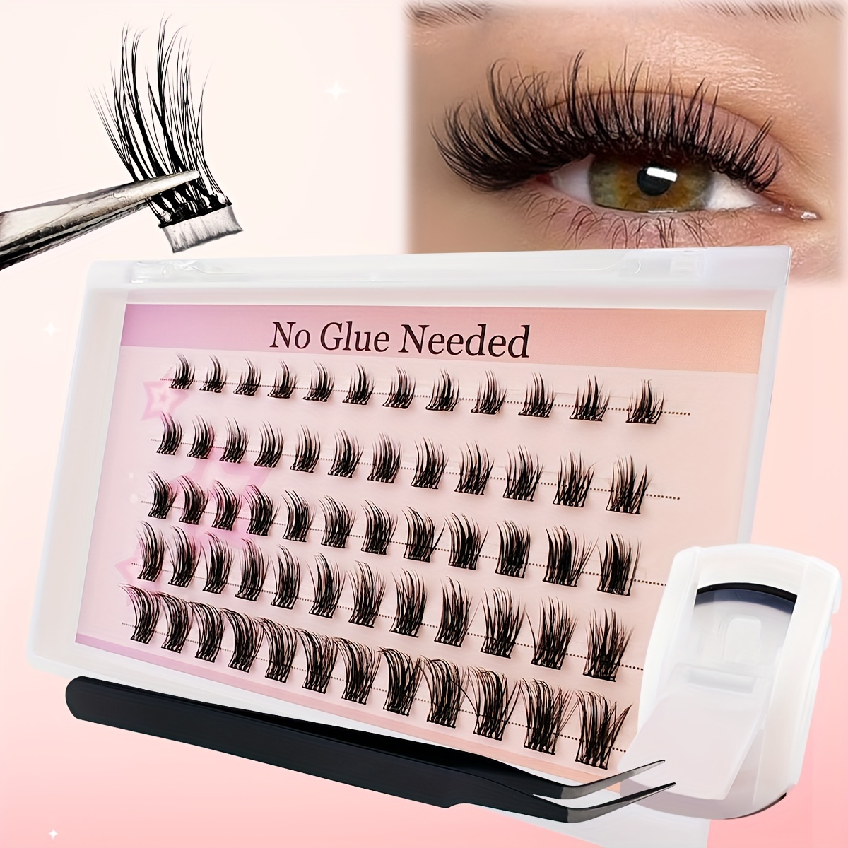 

Self Adhesive Lash Clusters Kit Press-on Diy Lash Extension Reusable Cluster Lashes 60 Pcs Fuss Free No Sticky Residue Self Application At Home 8-16mm
