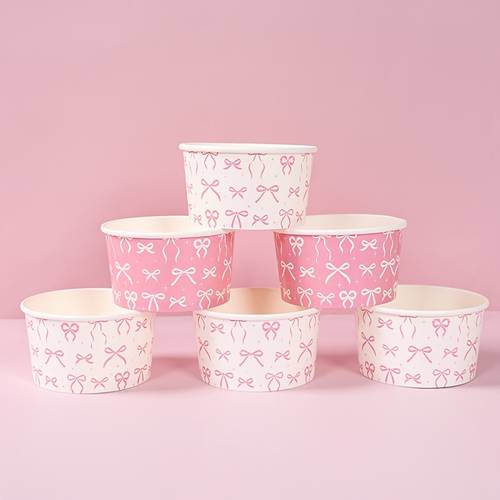 set of 10 party sets paper bowls red and white bow paper bowls single use paper bowls party decor wedding bride celebration decor happy birthday party items shower celebration decor table centerpiece