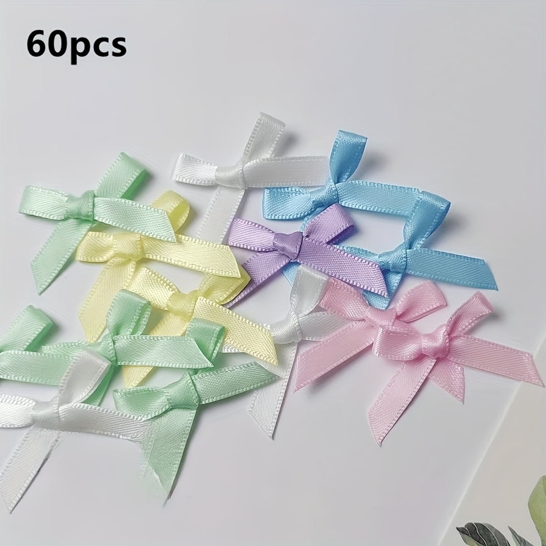 60pcs Ribbon Bows 4cm X 3cm - Assorted , Gift Wrapping, Weddings, Birthdays, Party Decorations, Sewing, And Diy Projects, Ribbon For Crafts Christmas