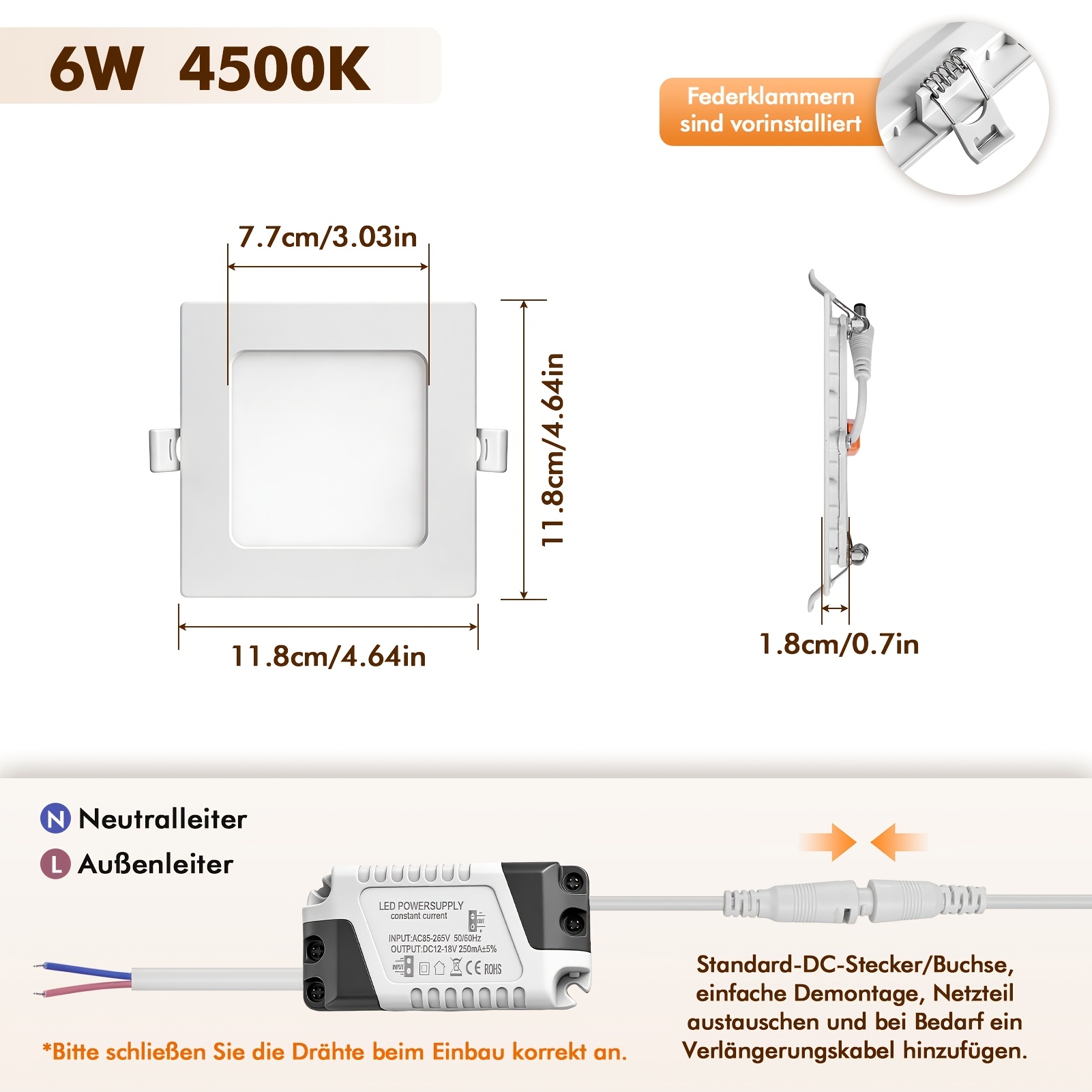 Image of 25pcs Led Recessed Spotlights, 220v, Ultra-flat, Non-dimmable Ceiling Spotlights, 6w, 770mm-118mm, Warm/neutral/cool White, Adjustable, For Bedroom, Kitchen, Living Room