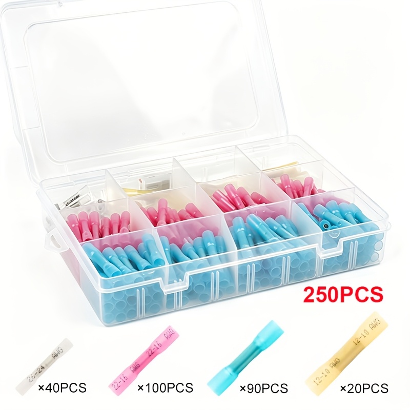 Image of Umlife 50/100/250pcs Heat Shrink Connectors, Electrical Crimp Wire Connectors Set, Insulated Crimp Terminals For Splicing In Boats, Trucks, Stereos, And Joints