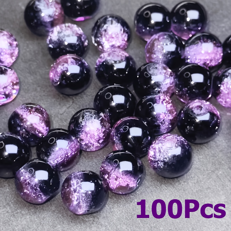 E-shop 100 Stück hochwertige schwarze lila Glasperlen für handgemachte Schmuckverzierungen, Armband Halskette Ohrringe , Halloween Schmuckverzierungen