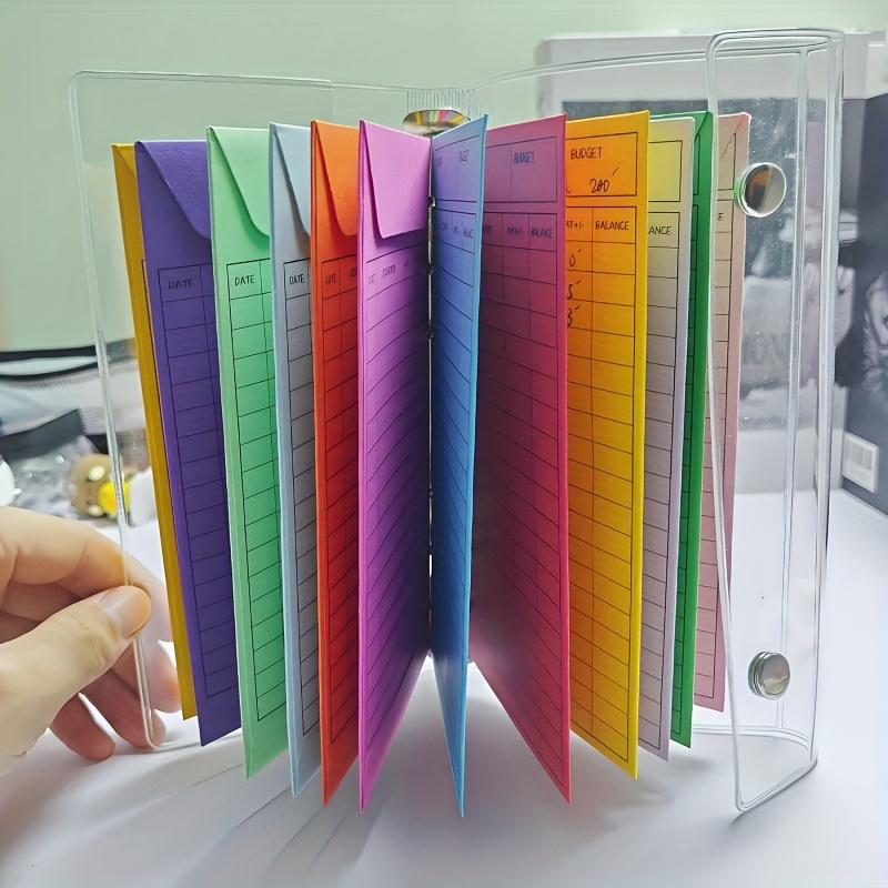 TEMU Compact 1pc A6 Clear Binder/ 1 Set Of Clear Binders + 12 Envelopes With And Included Budget Envelope - Perfect For Budgeting, Income Tracking,