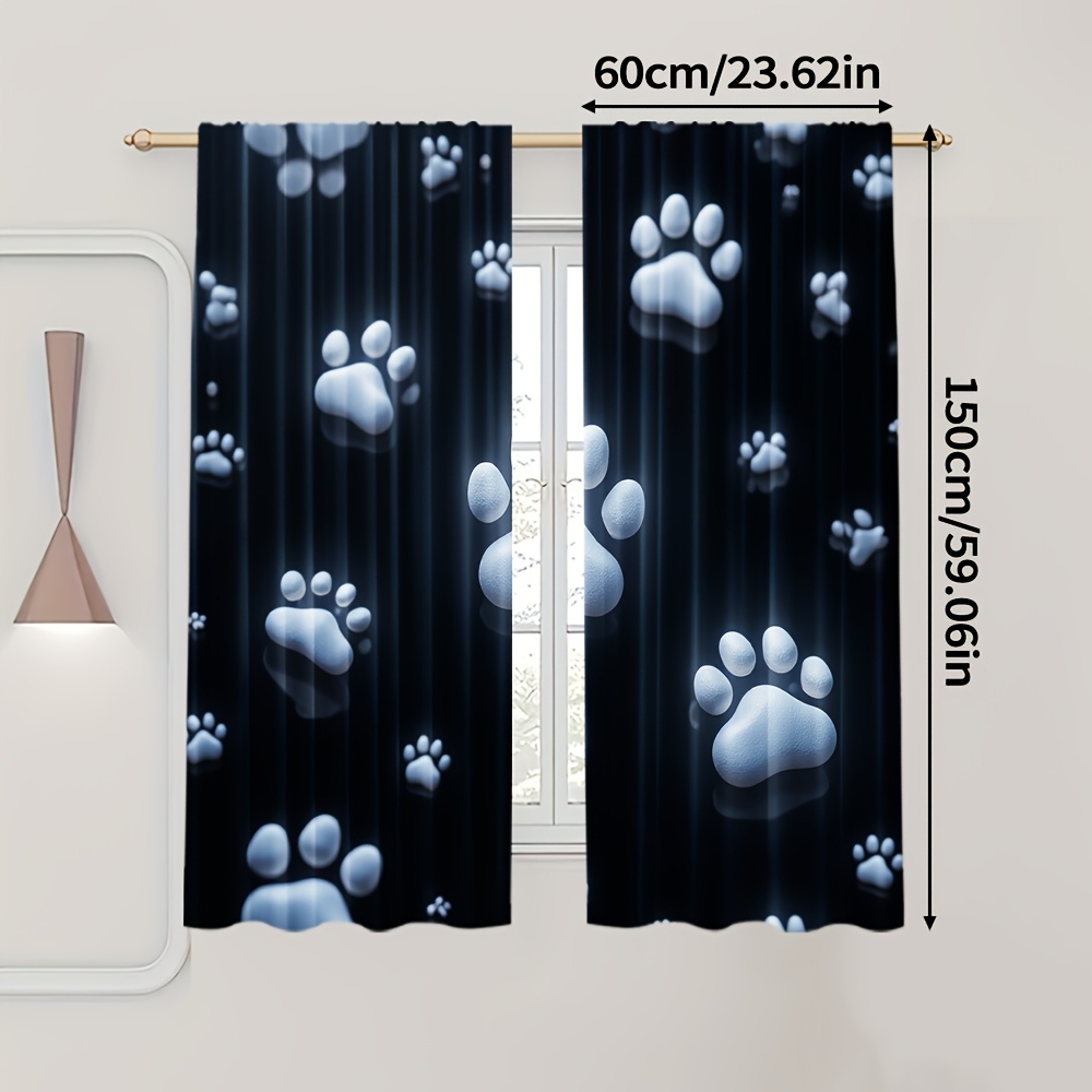 TEMU 2pcs Rideaux à de Patte de Chien pour Entrée - Polyester Durable Toutes Saisons, Lavable en Machine, Design avec Poche pour Tringle pour Salon,