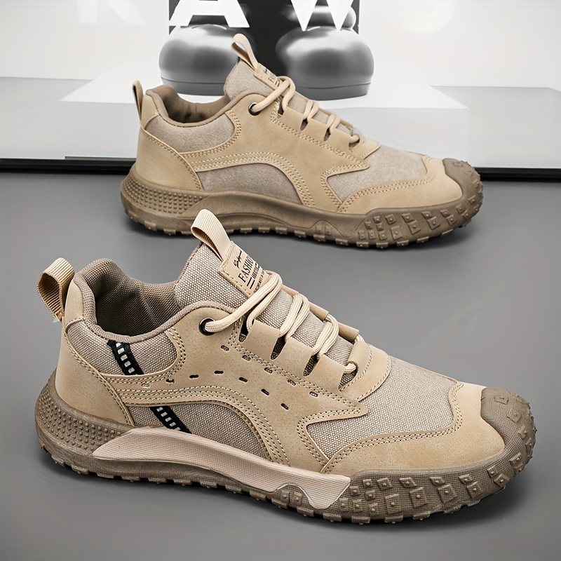 mens hiking outdoor shoes durable slip resistant pvc sole lace up low top sneakers with fabric upper lining eva insole round toe solid color   footwear for hiking and outdoor activities z08 series Product details 0